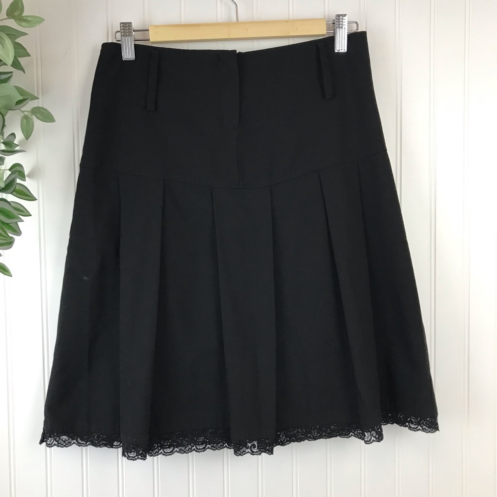 Black Pleated Skirt with Lace Hem - Storm 38